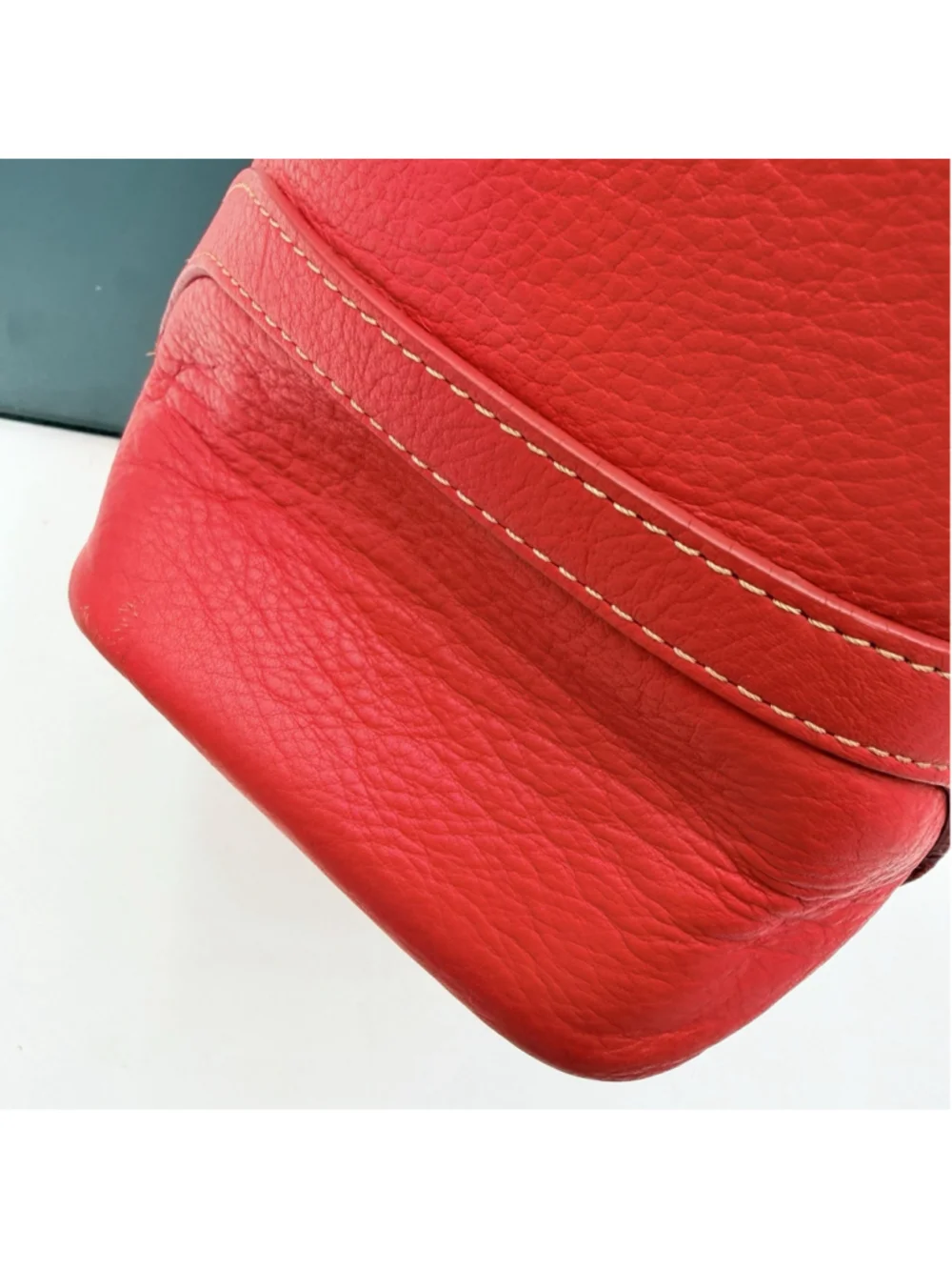 LEVENGER Red Pebbled LEATHER Large Tote Shoulder Work Bag Top Zip